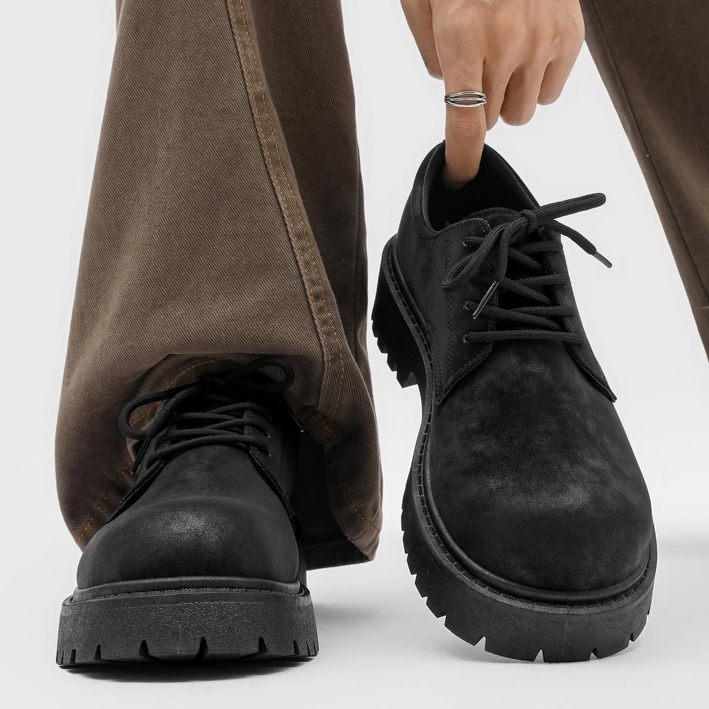 Męskie buty Derby Vintage Buty robocze Gruba podeszwa Skóra zamszowa Oddychające Wygodne Antypoślizgowe Buty podwyższające Męskie Casualowe Sneakersy