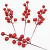 7/12 Head Foam Red Holly Berry Branch for Holiday Decor