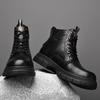 Winter Genuine Leather Mens Ankle Boots Outdoor Casual Shoes Lightweight Designer Men Warm Motorcycle Boots Handmade Male Boots