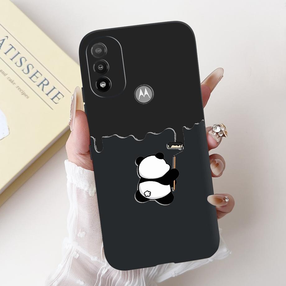 For Motorola Moto E20 E30 E40 E22 E22s E22i Phone Case Back Cover Soft Matte Silicone Slim Fundas Lovely Panda Rabbit Flower