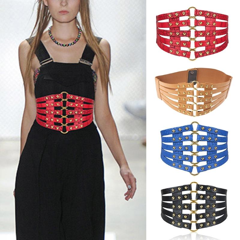 Sexy Fashion Retro Hollow Tangerine Ultra-wide Girdle Black Luxurious Woman Leather One Size Corset Women's Top Corset