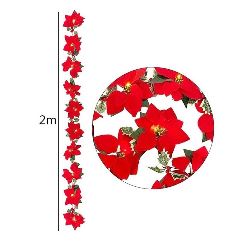 LED Christmas Garland with Lights Artificial Holly Berry Leaf Vine for Xmas Tree Fireplace Mantel Stairway and Holiday Home Decor