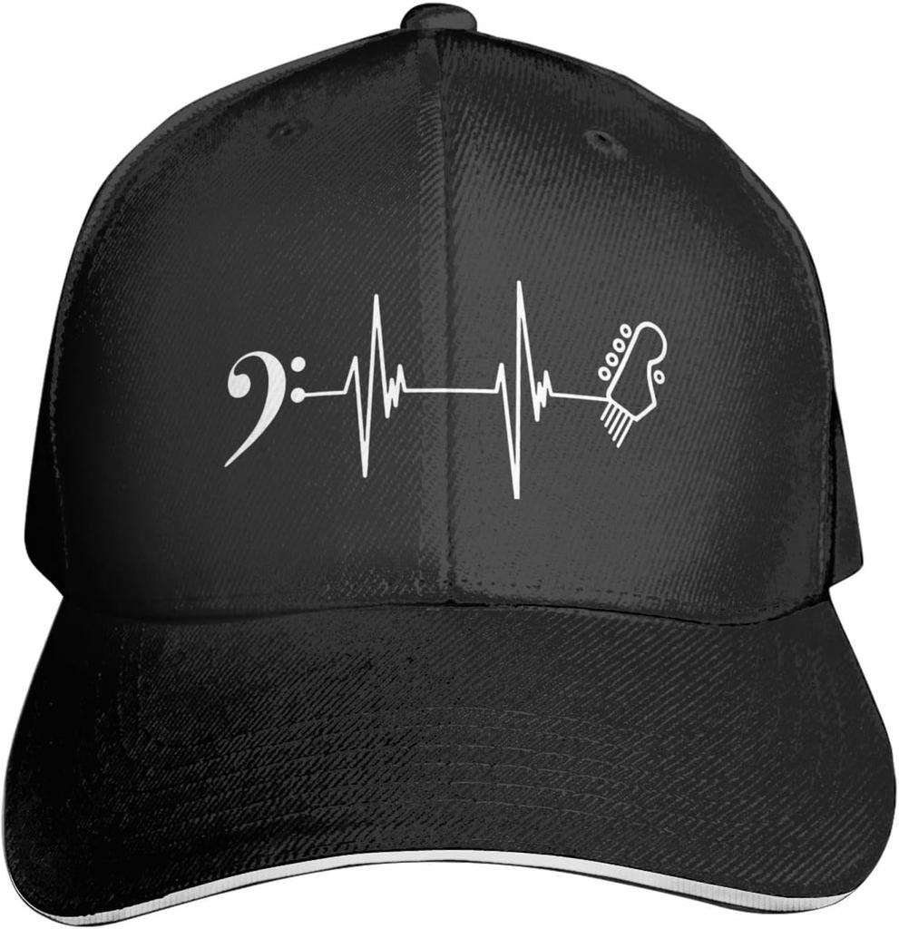 Heartbeat Guitar Headstock Baseball Cap Polyester Adjustable Outdoor Music Hat Unisex
