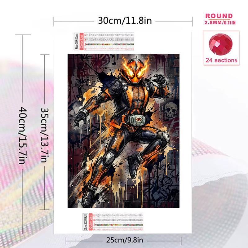 Kamen Rider simple outline silhouette Pattern 3pcs 100% Round Full Drill 5D DIY Diamond Painting Embroidery Cross Stitch Rhinestone Décor