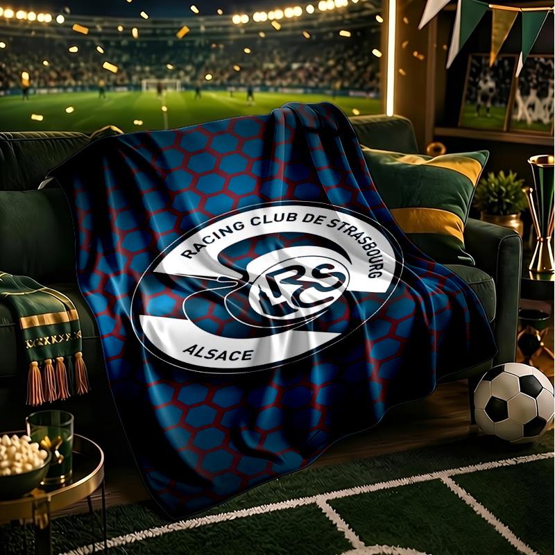 Football Strasbourg Crest Blanket Lightweight Ideal Bedding Blanket Perfect for Travel, Camping, Living Rooms, Offices, Sofas, Fan Christmas gift