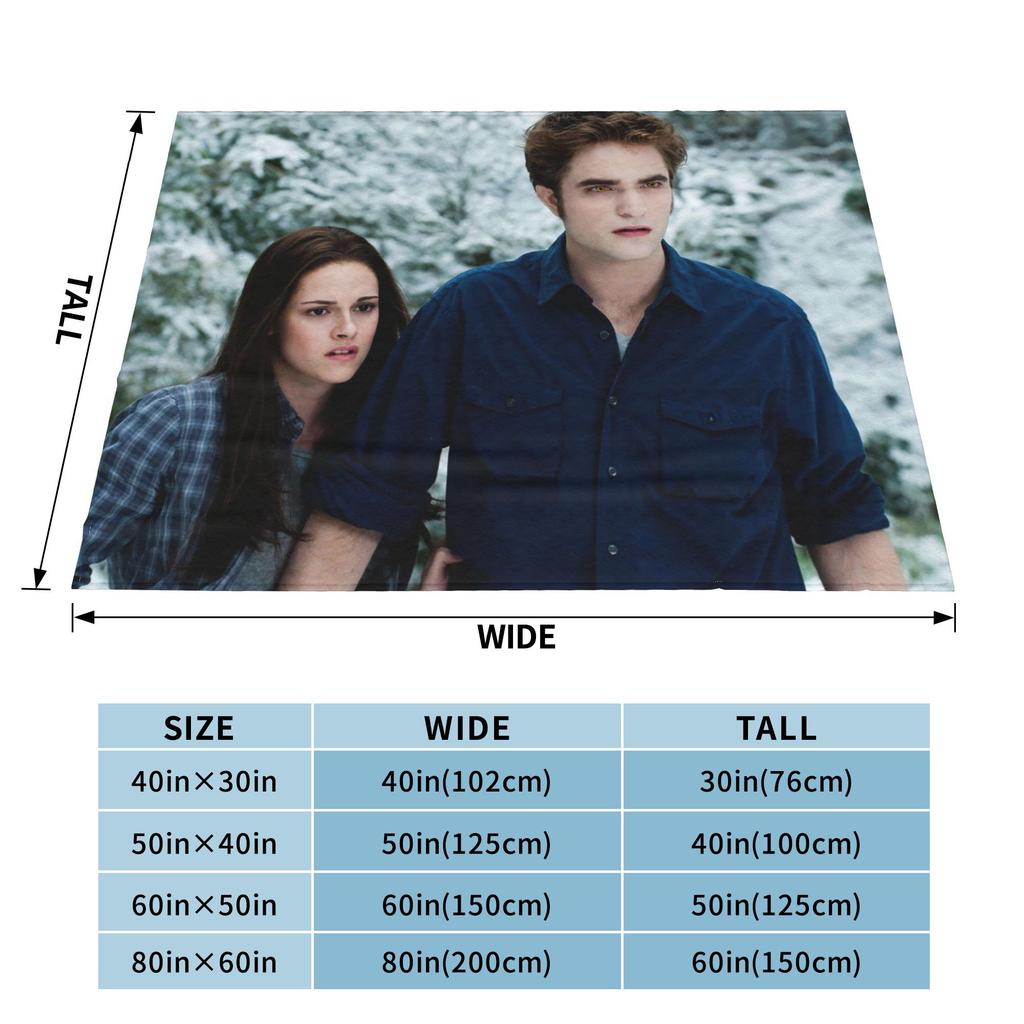 Edward Bella Flannel Throw Blanket The Twilight Saga Movie Blanket for Home Travel Ultra-Soft Bedspread
