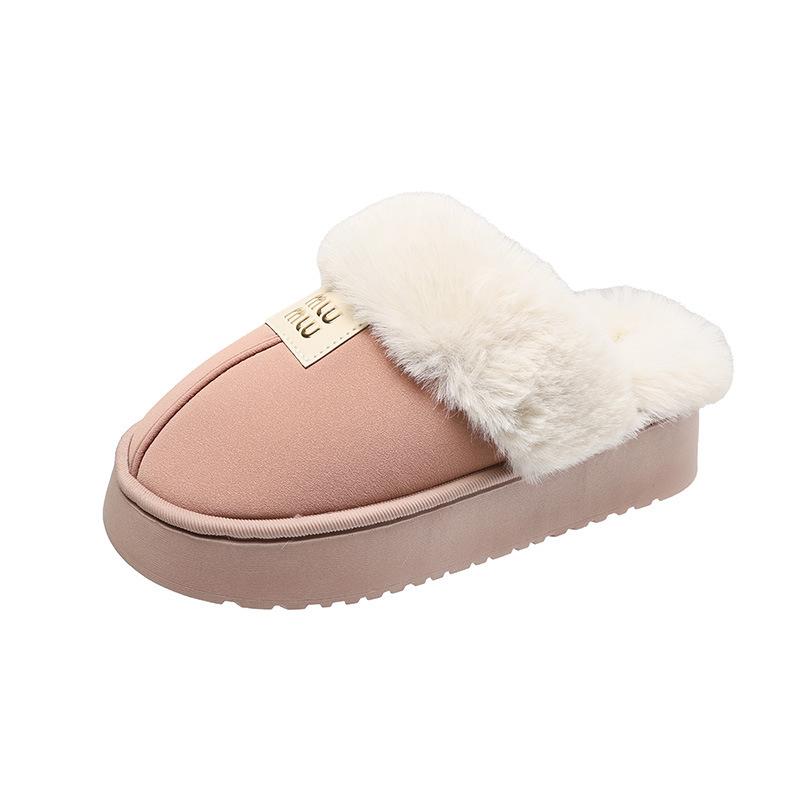 Popular Big-headed Cotton Shoes, One-pedal Baotou Drag 2025 Winter New Versatile Mao Mao Thick-soled Piled Thickened Cotton Shoes