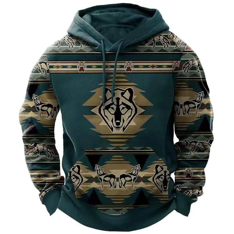 Winter Men's Hoodie Sweatshirt Harajuku Ethnic Wind Graphics Retro Clothes Pullover Shirt Casual Street Loose Casual Hoodie