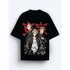 Anime T-shirts Black T-shirt with Anime-style TOOKYOO RAAVENGEERS Graphic Summer Men's Size S To 3XL
