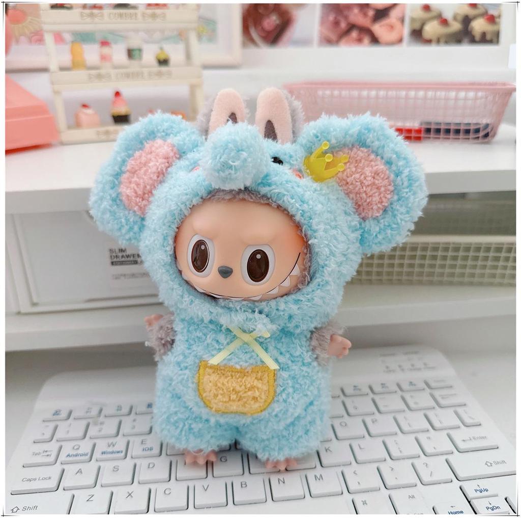First, Second, and Third Generation Labubu Doll Clothes: 17cm Plush Onesie for 10cm Labubu Dolls, Cute Cartoon Design