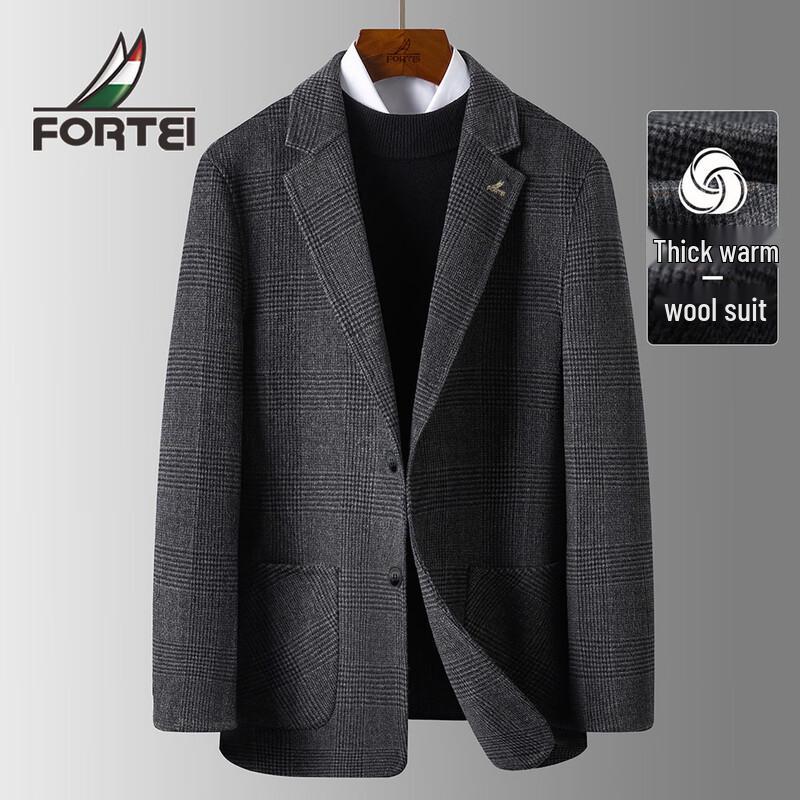 Men's 60% Wool Blend Business Plaid Overcoat