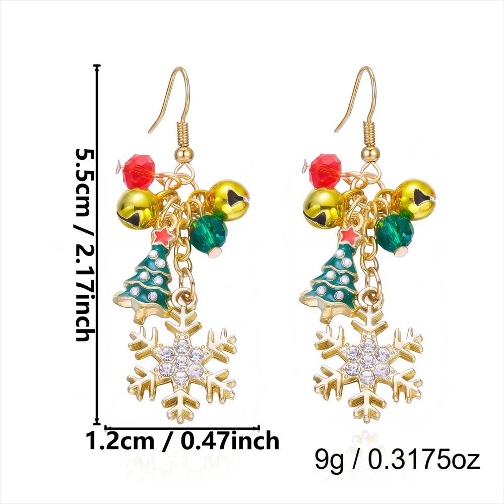 Bell Christmas Earrings Rhinestone Christmas Jewelry Sweet Xmas Drop Dangle Stud New Year
