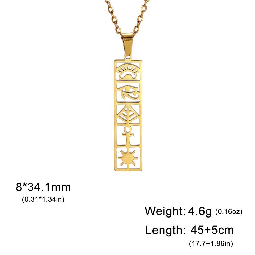 Hieroglyphs Cartouche Necklace Stainless Steel Egyptian Ankh Eye of Horus Egypt Goddess Wing Necklaces Spiritual Jewelry