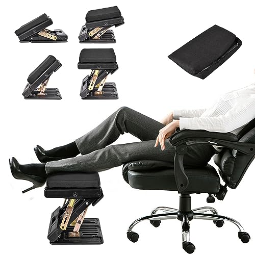 4-Height Adjustable Footrest, Foldable, Under-Desk, Office, Work, Car, or Home Use (Black)