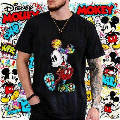 2025 Lato Disney Podróż Myszka Miki Nadruk dla Mamy Taty Dzieci 100% Czysta Bawełna Nadrukowany T-shirt Rodzinny Dopasowany Codzienny Top