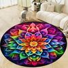 Rainbow Mandala Round Rug, Flower of Life Sacred Geometry Design, Colorful Spiritual Carpet for Meditation Yoga Decor