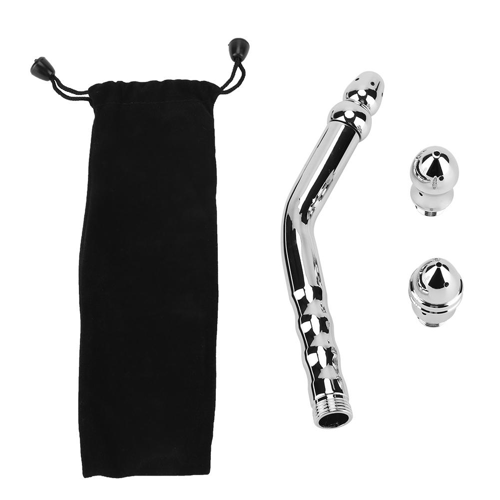 Anal Douche Curved Vaginal Cleaner Wash Cleansing Enema Bidet Faucet with 2 Shower Heads