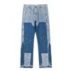 American Streetwear Splashed Ink Patchwork Baggy Jeans Men Women Clothing Tie Dye Trendy Pants Straight Slim Micro-flard Pants