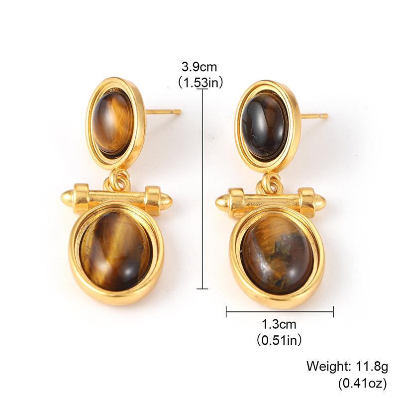 

New trend temperament simple brown earrings s925 silver needle earrings French light luxury high-end earrings female niche