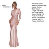 Dámské večerní šaty Skládaný uzel Dekor Slim Fit Kulatý výstřih vzadu Zip Zapínání po celé délce Svatební Party Prom Maxi šaty