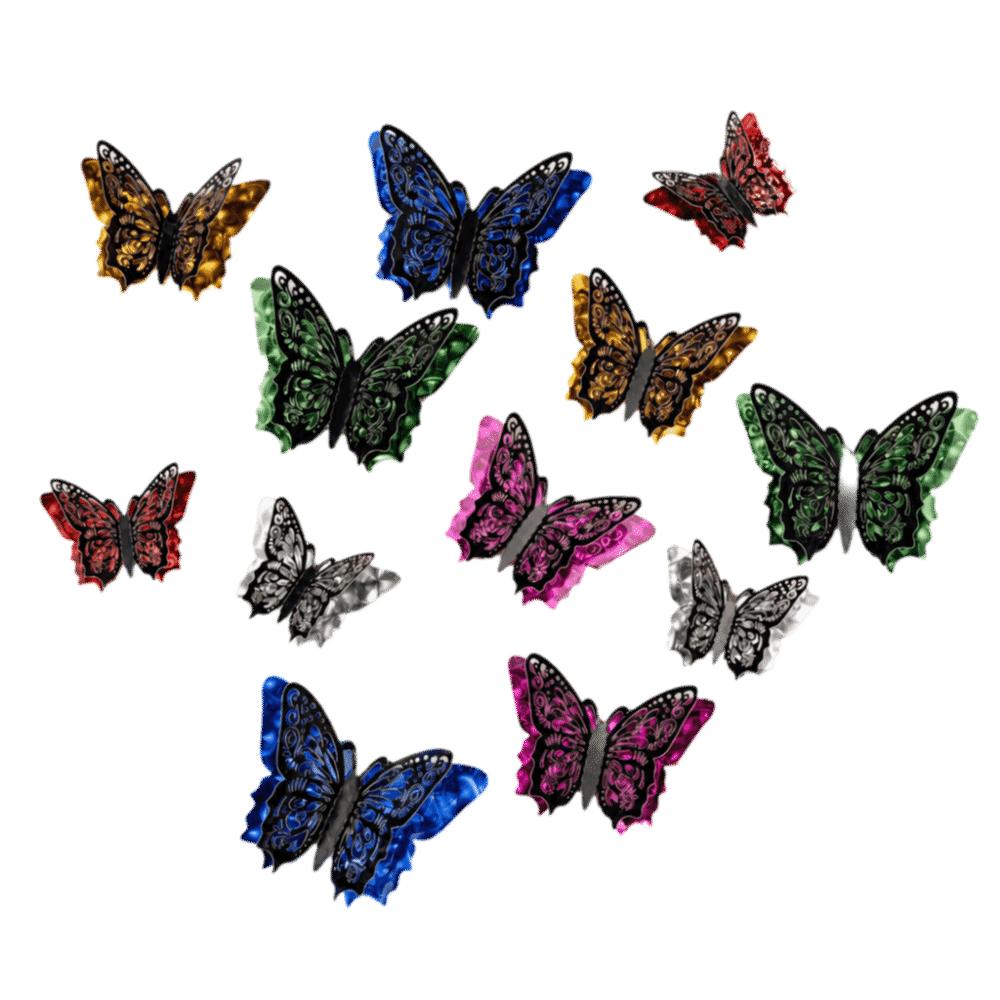 12 Pcs Colorful 3D Butterfly Wall Stickers Butterfly-Shaped Wall Decor Living Room Decorations 12pcs Random StyleD