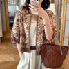 ZANZEA Boho-Print Damen Lässig Offen Vorne 3/4 Ärmel Locker Überwurf Bluse