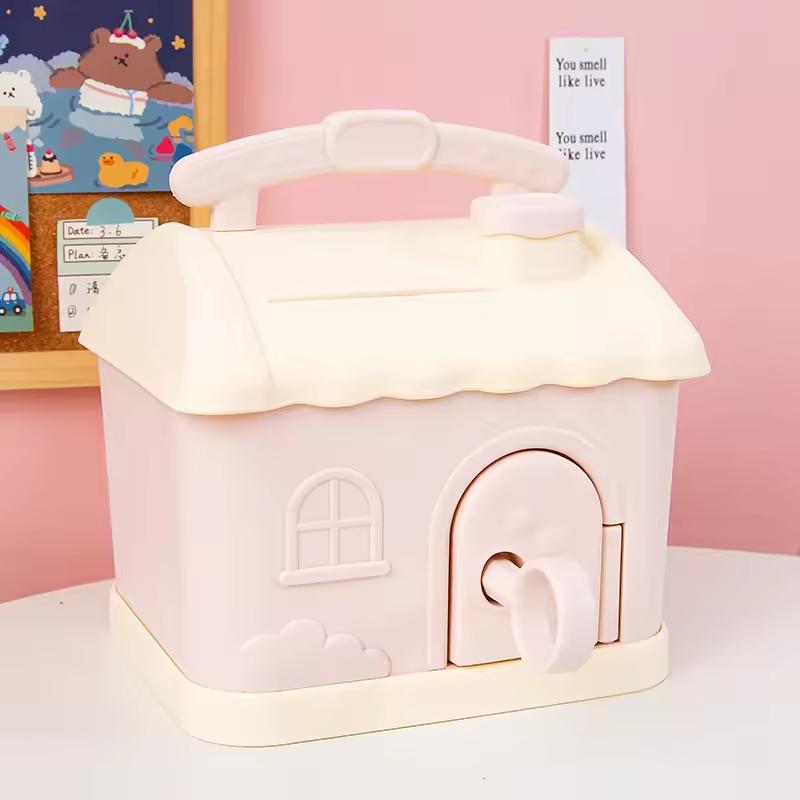 Cute House Money Box With 3D Sticker Kawaii Piggy Bank for Kids Adults Big Size Savings Box for Coins Banknotes Birthday Gift