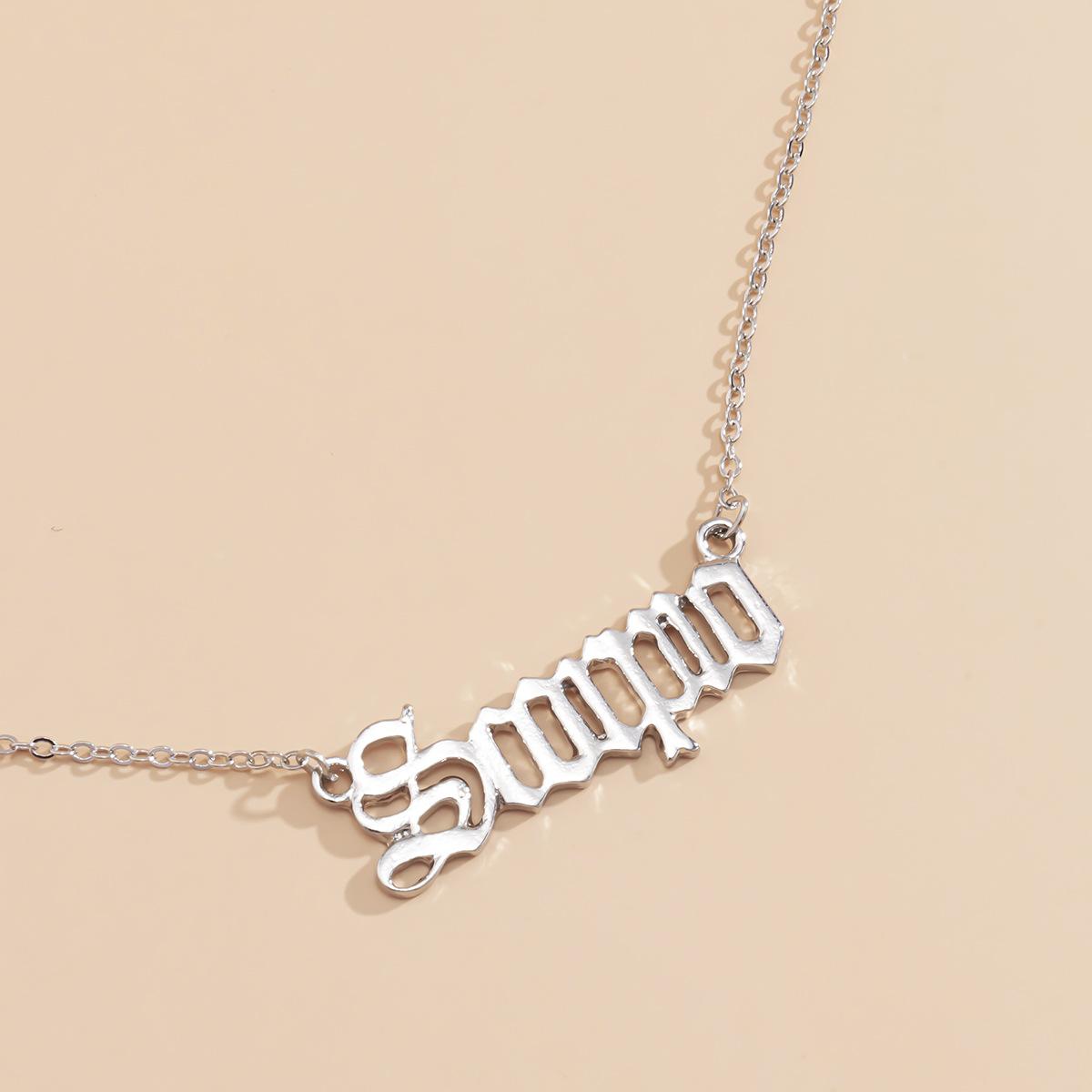 

Аксессуары, темпераментные деловые геометрические полые изделия, простое и универсальное ожерелье с подвеской в виде тонкой цепочки с буквой