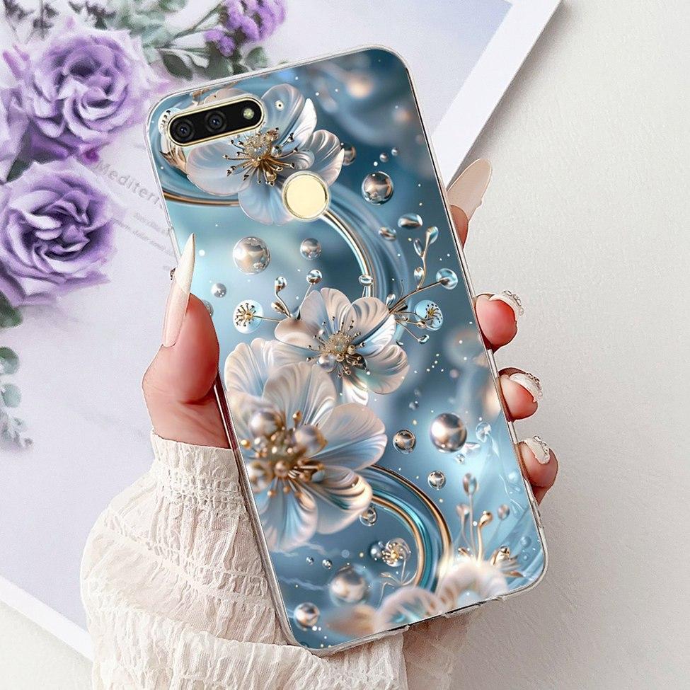 For Huawei Y6 Prime 2018 Case Clear Cute Fashion Flowers Luxury Painted Cover For Huawei Y6Prime 2018 Phone Case ATU-L42 ATU-L31