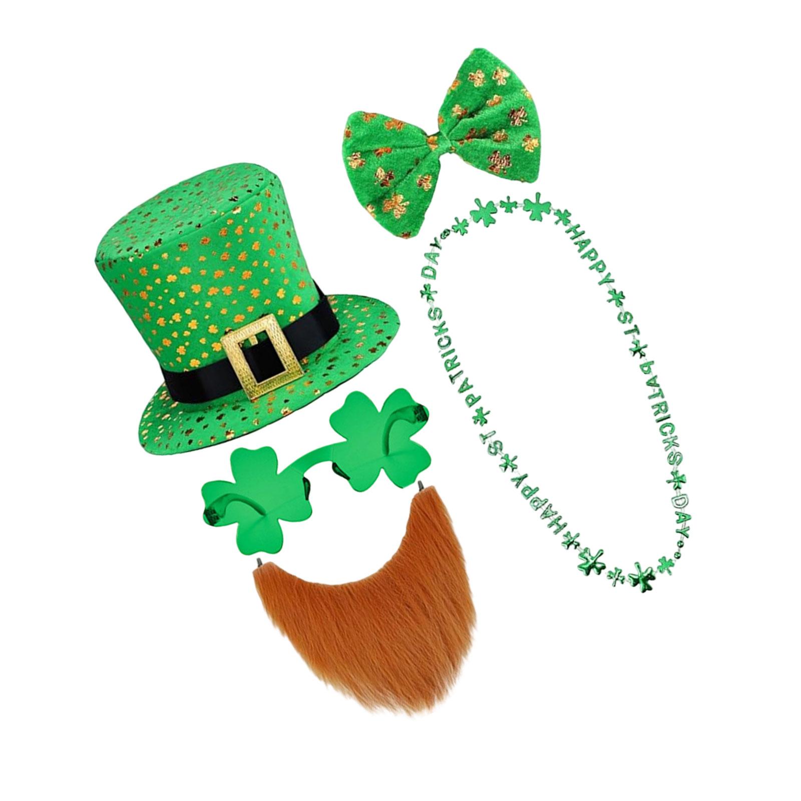 Saint Patrick Day Costume Accessories Leprechaun Hat Fakes Beard Patrick s Day Decorations Party Supplies for Adults коричневый