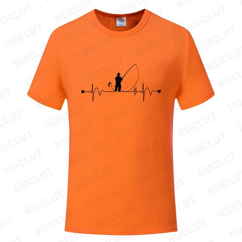 Fishing ECG Mens Tshirt Funny Design Graphic Y2k Tops Summer Male Clothing O Neck Short Sleeve Tees Gifts for Fishing Lovers