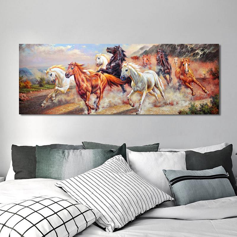 

Традиционная китайская бегущая лошадь, картина маслом на холсте, постеры и принты, настенные художественные картинки для гостиной, украшения дома 20*40cm