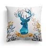 New Christmas Blue Watercolor Elk Pillow Cover  Decoration Holiday Gift Sofa Cushion  Bedroom Room Home