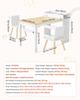 Kids Art Table and Chair Set, Toddler Craft Table with 3 Tiers Storage Cabinet, Wooden Kids Activity Play Desk with 2 Chairs, Art Craft Play Desk for