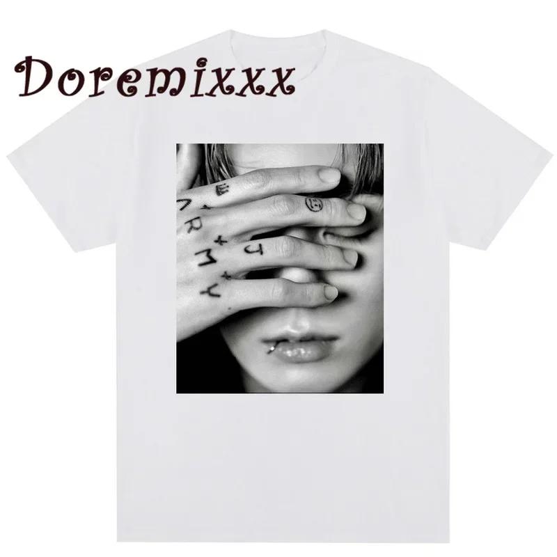 

Футболка унисекс в винтажном стиле с рисунком Чонгука, футболка унисекс, свободные топы, готическая женская футболка, эстетика Kpop, готическая мода, уличная одежда M