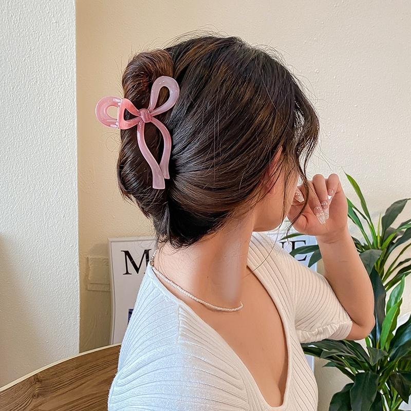 French Bow Knot Hair Clip Women Girl Large Jelly Color Acrylic Hairpin Fashion Hair Accessories