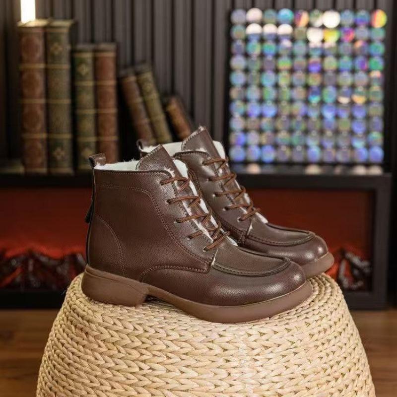 

Autumn new thick heel boots fashionable and comfortable retro soft sole non-slip Martin boots women 40 темно-коричневого