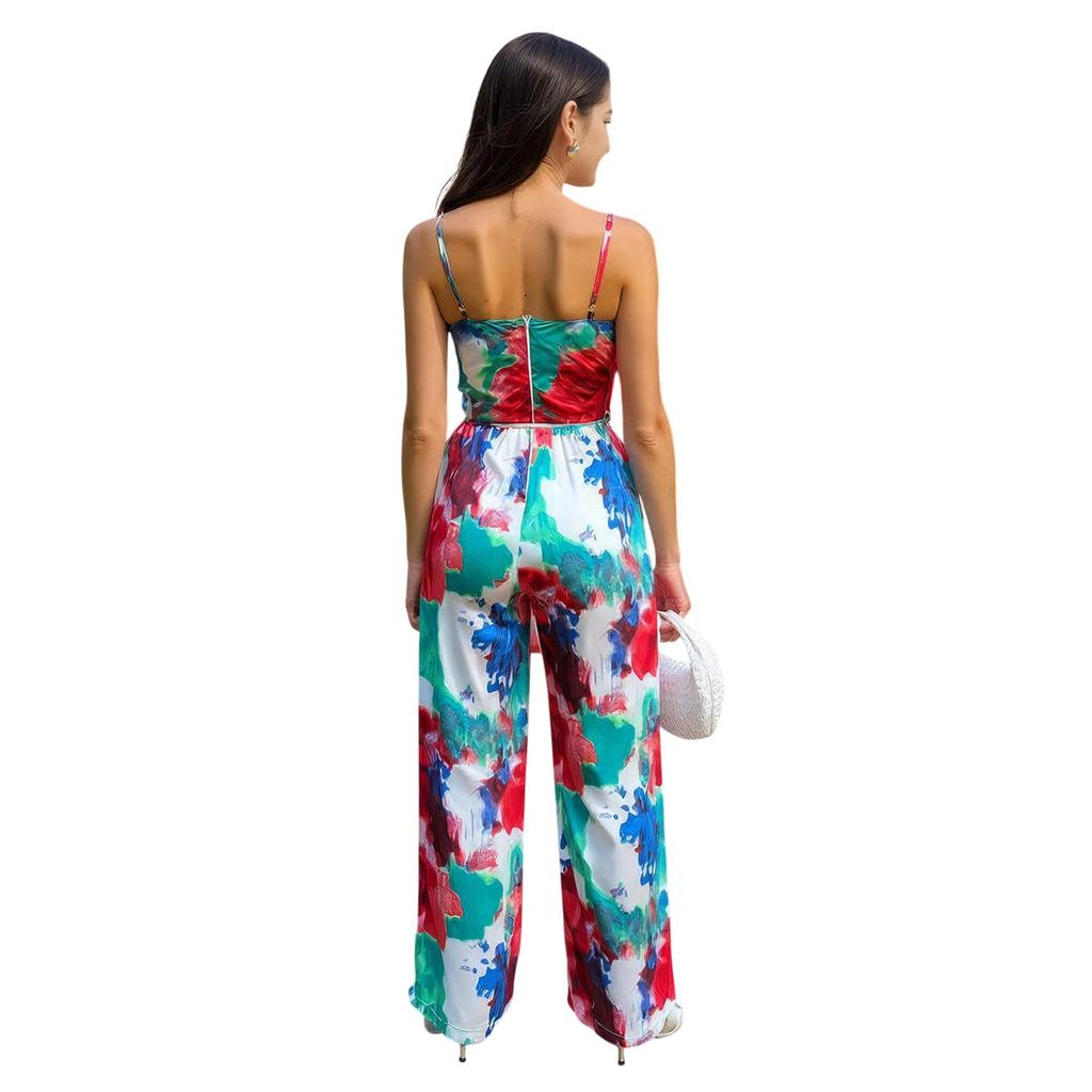 AX Paris Womens/Ladies Printed Waist Tie Spaghetti Strap Jumpsuit