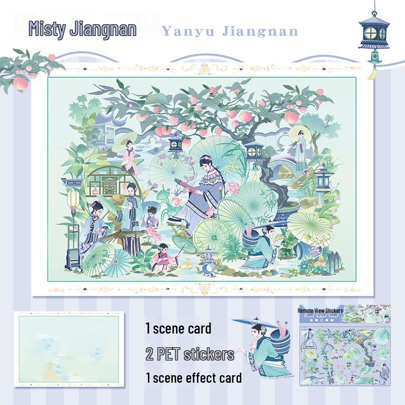Yi Lan 19.0 3D Gelaagde Miniatuurscène Landschapssticker voor Journals