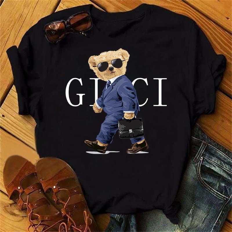 Clothes Ladies Summer T Clothing Print Fashion Casual T-shirts Golf Bear Letter 90s Trend Cute Short Sleeve Women Female Graphic
