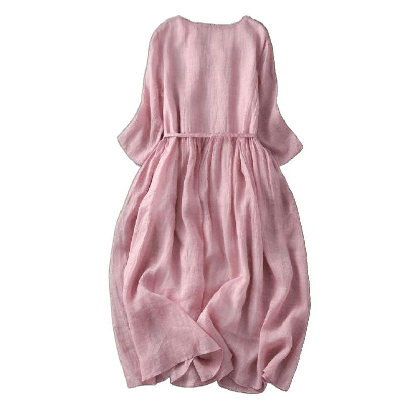 Dámské letní maxi šaty střední délky z rami s vázáním v pase