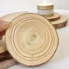 1pc Round Wood Butler Decorative Tray, Vintage Centerpiece Candle Holder Trays