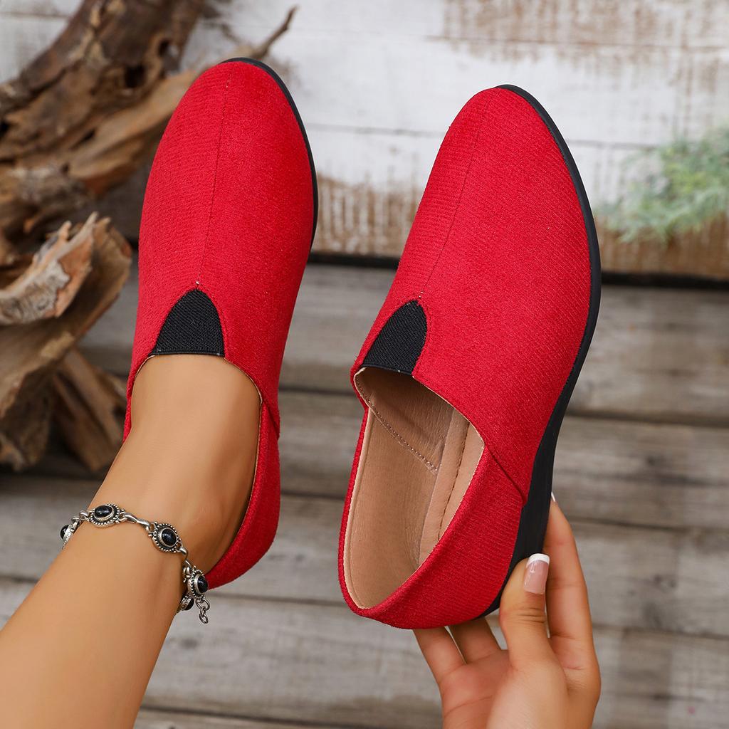 Foreign Trade Slope Heel Casual Single Shoes Women's Summer New Shallow Mouth Pointed Large Size One Pedal Suede Single Shoes