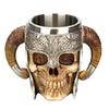 Vintage Skull Knight Croissant Cup Stainless Steel Liner Resin Mug Office Home Ornament