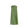 Retro literary green shirt sleeveless dress women's simple casual summer comfortable relaxed atmosphere long skirt