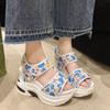 New sandals muffin Velcro large size platform sandals colored super high heel women's shoes