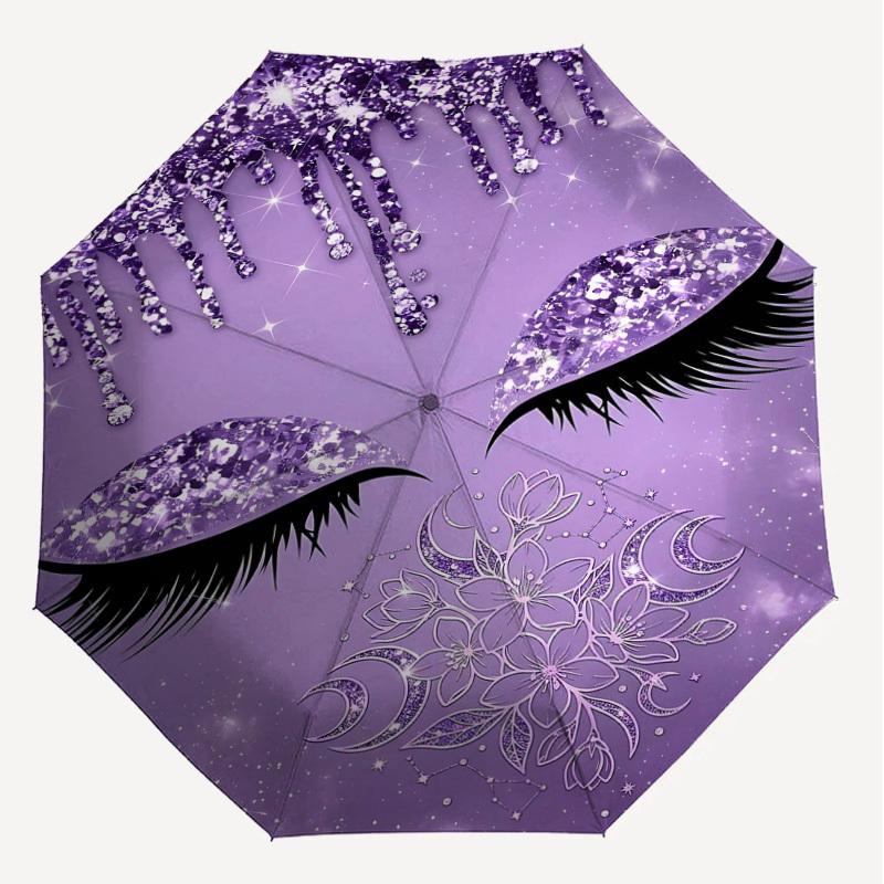 1PC Eyes Glitter Umbrella-8-Rib Reinforced Portable Folding Travel Suitable for All Seasons Outdoor Daily Use Is an Ideal Choice -K0356