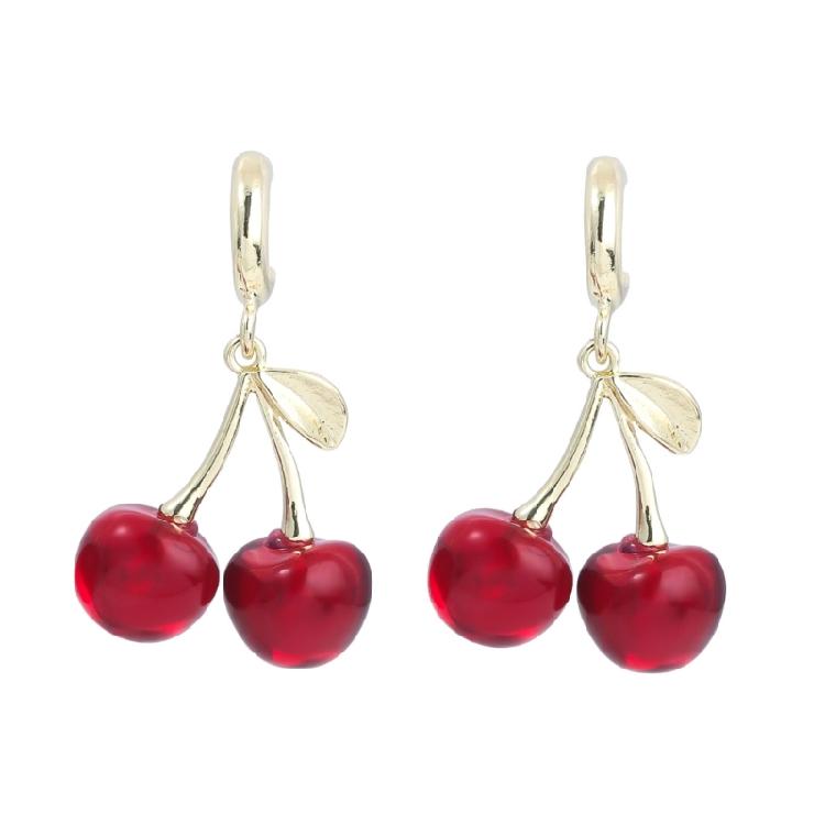 Alloy Cherry Charm Earrings for Stylish Ladies Comfortable Ear Pendants Elegant Fruit Shaped Earwears Accessories 1