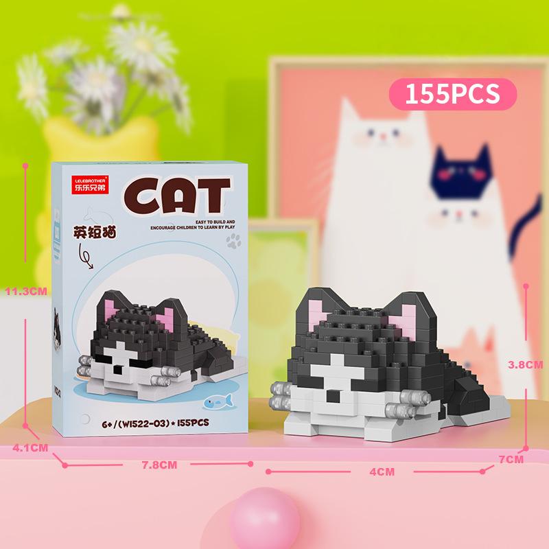 Cute Pastoral Teddy Dog Pet Building Blocks Micro-Granular Ornament Children's Toy Gifts New Product Cat And Dog Themed