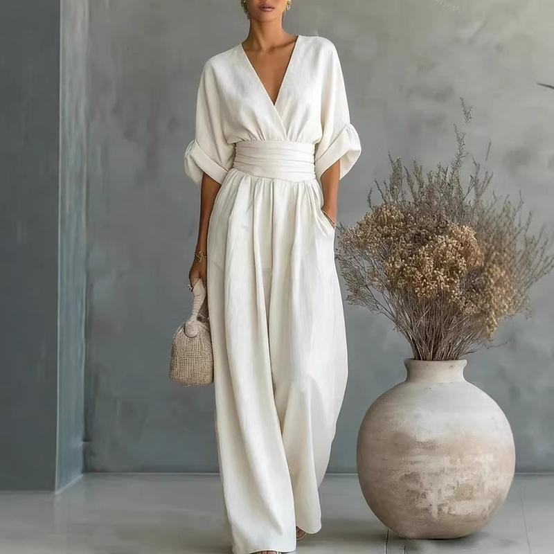 Elegant Waisted V-neck Women’s Jumpsuit